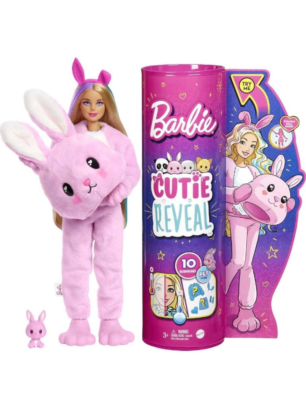 Cutie Reveal Fashion Doll with Bunny Costume, 10 Surprises & Mini Pet Toy